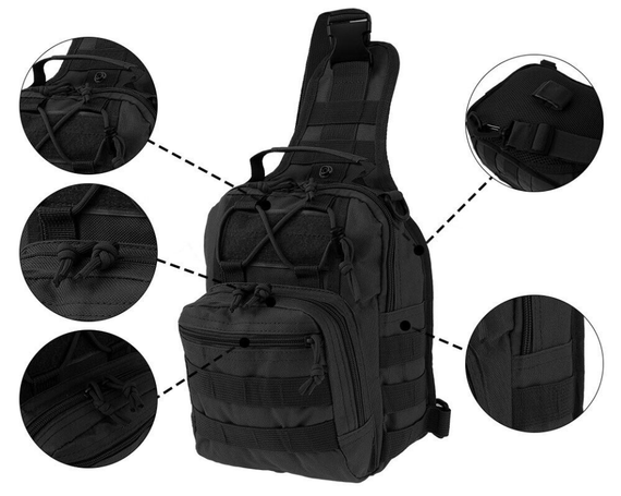 Тактична нагрудна сумка Primo Sling однолямкова через плече - Black | Зображення 1