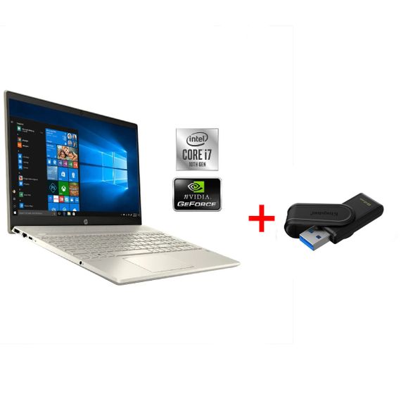 Ультрабук Б-клас HP Pavilion 15-cs3970nd / 15.6" (1920x1080) IPS / Intel Core i7-1065G7 (4 (8) ядра по 1.3 - 3.9 GHz) / 8 GB DDR4 / 256 GB SSD NVMe / nVidia GeForce MX250, 2 GB GDDR5, 64-bit / WebCam / Win 11 Home б/в + Подарунок Накопичувач 64 ГБ
