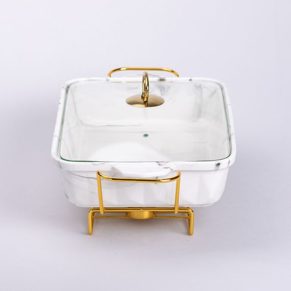 Настільна мармітниця 2 літри марміт прямокутний керамічний 40х22.5х15.5 см для других страв | Зображення 3