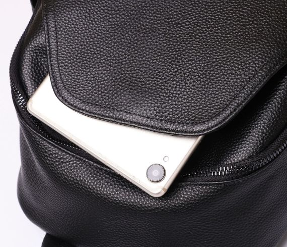 Жіночий класичний шкіряний рюкзак чорний міського типу 85378 | Зображення 7