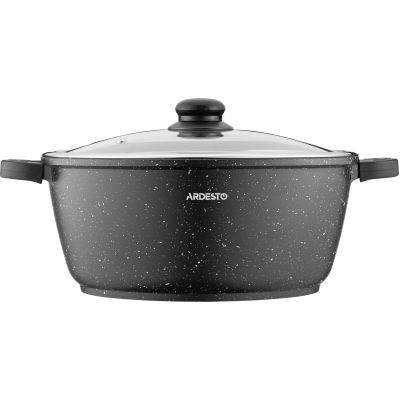Кастрюля Ardesto Gemini Anzio скляна кришка 28 см 6,4 л чорна (AR2426GE) | Зображення 3