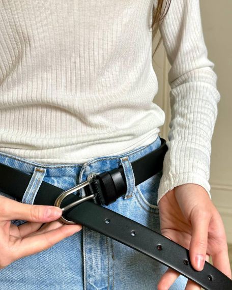 Ремень кожаный черного цвета | Зображення 2