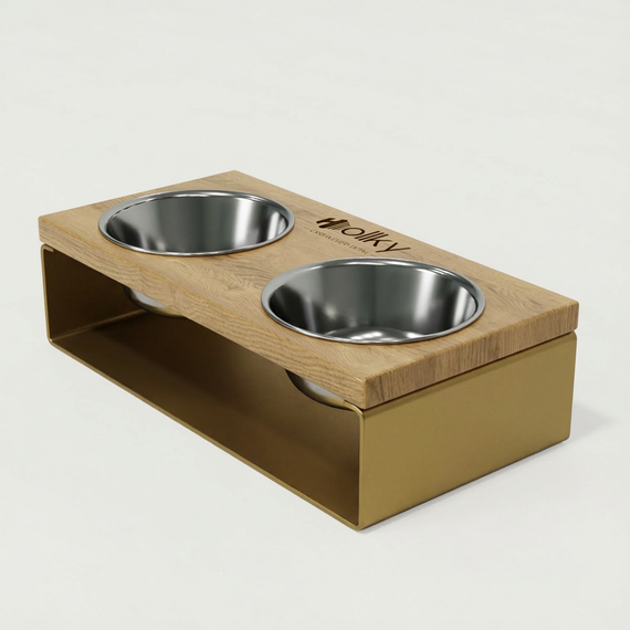 Миски на подставке из цельного металлического листа для собак и котов Hollky SteelWood S (2 × 0,45 л) SWS-36188-GLNT | Зображення 18