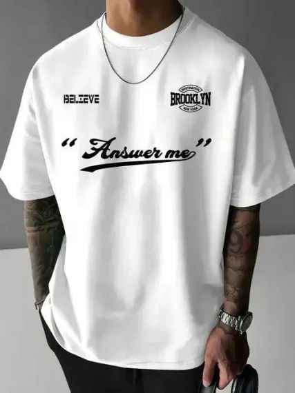 Футболка мужская с принтом повседневная M Белая