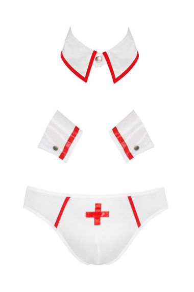 Комплект еротичної чоловічої білизни Passion 037 GREGORY L/XL White, труси, комірець, манжети Sex Aura | Зображення 2