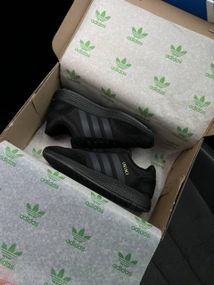 Женские кроссовки Iniki Fleece Termo All Black Grey Stripes