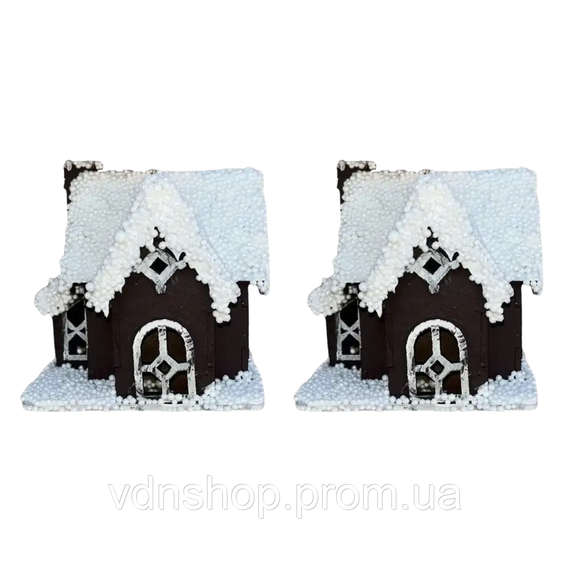 Декоративний новорічний будиночок з дерева (шт) 10×10×10 (см) ялинкова підвіска Коричневий 8066770909