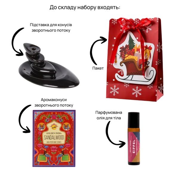 Подарунковий набір  Підставка 1 шт. + Аромаконуси 1 уп. + Парфумована олія 1 шт. №2 ZEN Gifts 7898543367415 | Зображення 1