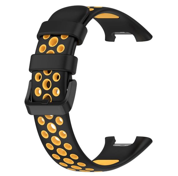 Силиконовый ремешок Primo Perfor Classic для фитнес браслета Xiaomi Smart Band 7 Pro - Black-Yellow