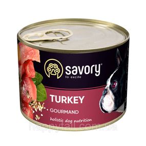 Вологий корм для собак Savory Dog Gourmand з індичкою — паштет холістик для дорослих собак 200 г