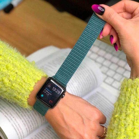 Ремешок Nylon для Apple Watch 38/40/41/42mm(ser.10) Зеленый / Pine green | Зображення 1