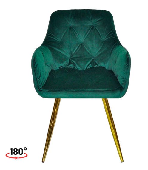 Крісло поворотне Sara GD (swivel chair 180°) на золотих металевих ногах, оббивка велюр велюр зелений OR-853 | Зображення 5