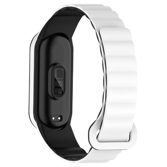 Ремінець Dual-color Magnetic для Xiaomi Mi Band 7/6/5/4/3 White / Black | Зображення 1