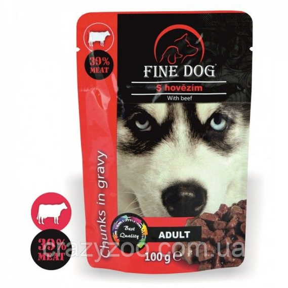 Вологий корм для собак Fine Dog Beef In Gravy яловичина у соусі 100 г 8030
