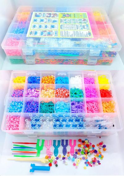 Набор резинок для плетения браслетов 15600 шт Loom Bands, гигантский двухуровневый набор резинок со станком | Зображення 3