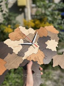 Настінний годинник Карта України з фанери Патріотичний дерев'яний годинник