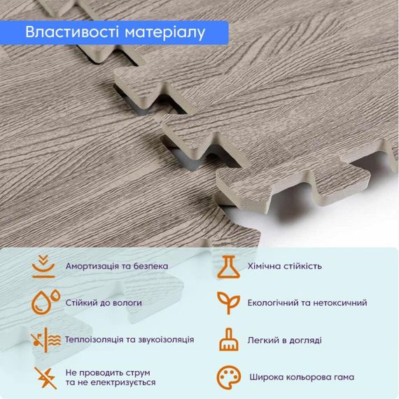 Підлога пазл - модульне підлогове покриття 600x600x10мм сіре дерево (МР9) SW-00000209 | Зображення 1
