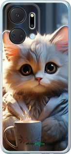 Чохол на Huawei Honor X7A Білий кіт "5646u-2981-2448"