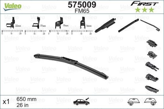 575009 VALEO Склоочисник безкаркасний 650 мм - FIRST