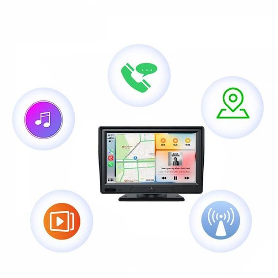 CarPlay, Універсальний 7-дюймовий автомобільний, мультимедійний відеоплеєр із задньою камерою, портативний монит | Зображення 1