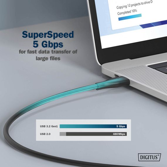 Дата кабель USB-C to USB-C 2.0m USB 3.2 Gen1 5G 100W 4K silicone black Digitus (AK-300342-020-S) | Зображення 8