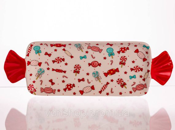 Блюдо сервірувальне Merry Christmas 35×12.5 (см) прямокутне з ручками з порцеляни CR-1-29 | Зображення 1