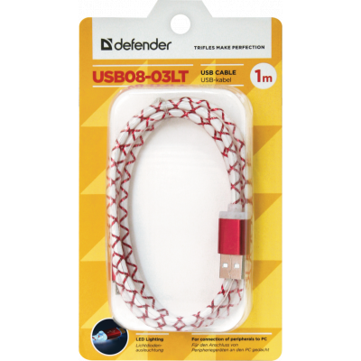 Дата кабель USB08-03LT USB - Micro USB, RedLED backlight, 1m Defender (87556) | Зображення 2