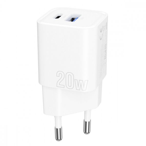 Мережевий зарядний пристрій Proove Silicone Power Plus 20W (Type-C + USB), Білий | Зображення 2