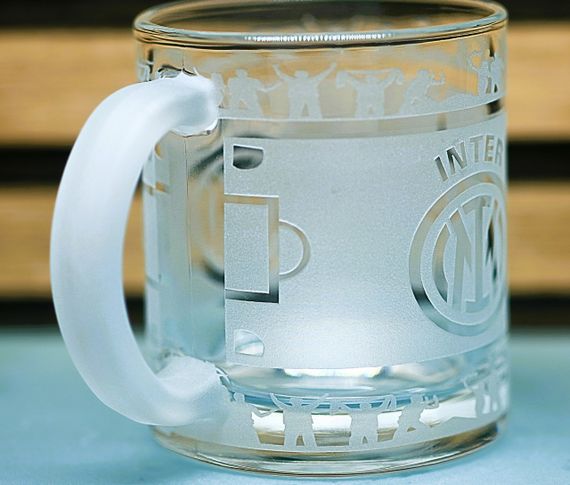 Скляна чашка 320 мл ФК Internazionale Milano Інтер  з гравіюванням подарунок для фаната  футбольна кружка | Зображення 2