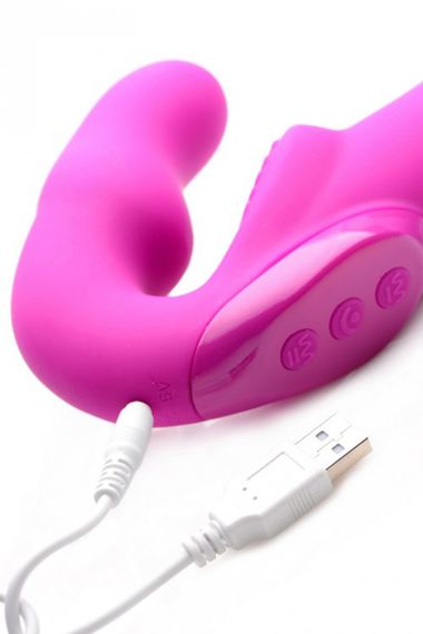 Безремневий страпон з вібрацією Strap U, силіконовий, рожевий, 24.7 х 4 см sexstyle | Зображення 4