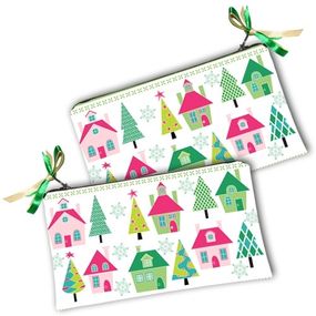 Косметичка жіноча Елки возле домиков 20х12 см (K_NK037)