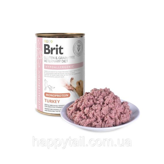 Дієтичний вологий корм для собак Brit VetDiet Hypoallergenic індичка при харчовій алергії 400 г | Зображення 1