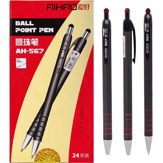 Ручка кулькова AH-567 AIHAO Original, червона 0,7мм (6920930334157) | Зображення 1