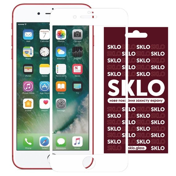 Захисне скло SKLO 3D для Apple iPhone 7 / 8 / SE (2020) (4.7") Білий