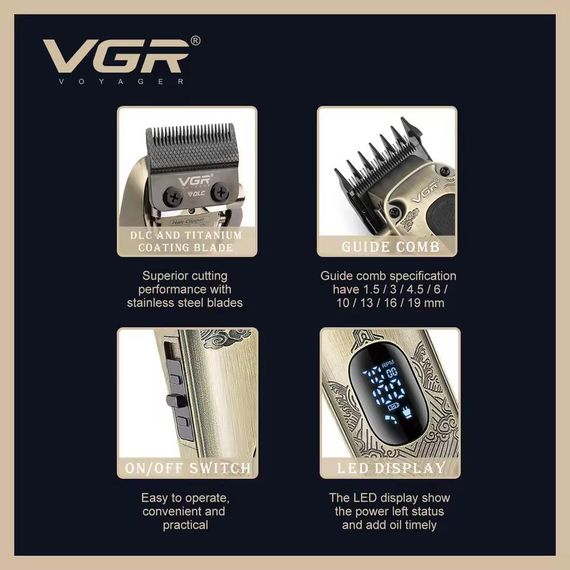 Машинка для стрижки волосся VGR V-027 бездротова, професійна XPRO (45560-V-027_1015) | Зображення 7