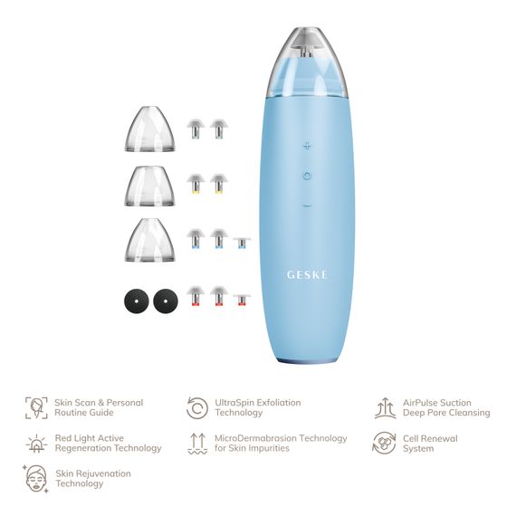 Микродермабразийное устройство для удаления черных точек GESKE MicroDermabrasion Blackhead Remover 7в1 starlight, Голубой | Зображення 1