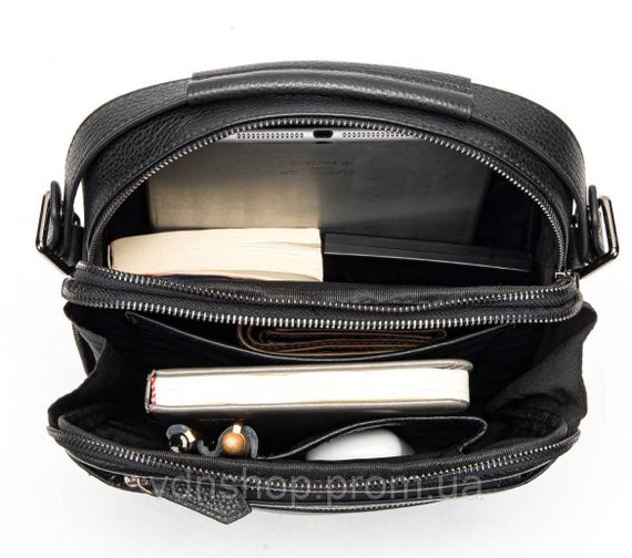 Шкіряна чоловіча сумка планшет через плече 23х26х8, наплічна барсетка Tiding Bag MN-284334 чорна | Зображення 5