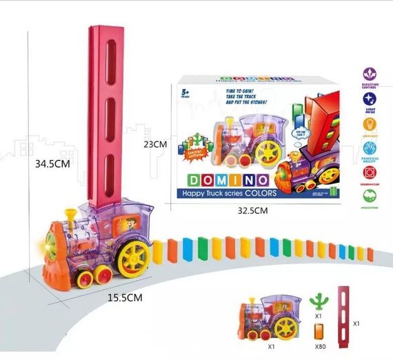 Конструктор іграшка-поїзд доміно, DOMINO Happy Truck sciries COLORS 60 деталей | Зображення 5