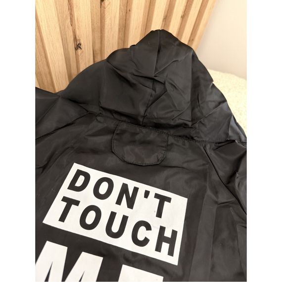 Дождевик для собак чёрный с надписью DON’T TOUCH ME, водонепроницаемый комбинезон с капюшоном | Зображення 3