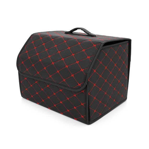 Складаний шкіряний автомобільний органайзер 400x320x300, Black-Red | Зображення 1