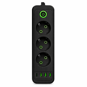 Мережевий фільтр-подовжувач 3 розетки 3хUSB-A 1xUSB-C 5м чорний HP-5-36