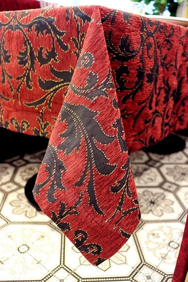 Скатертина шенілова Kayra Verona 160×285 см Червоний | Зображення 1