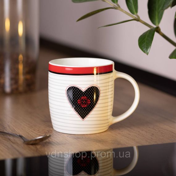 Чашка фарфоровая 400 (мл) для чая и кофе с сердцем Lugi RX-N240147WB | Зображення 3