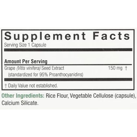 Экстракт виноградных косточек Nature's Answer Grape Seed 150 mg 60 Veg Caps | Зображення 1