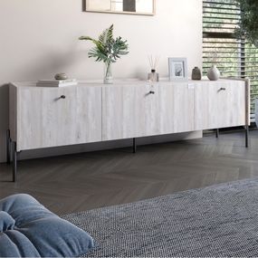 Тумба під телевізор на 3 шухляди LION Wood з чорними ніжками 160х65х40 см Самоа Димчастий (LION-043104)