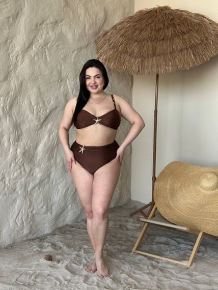 Роздільний коричневий купальник PLUS SIZE з морською зіркою | Зображення 1