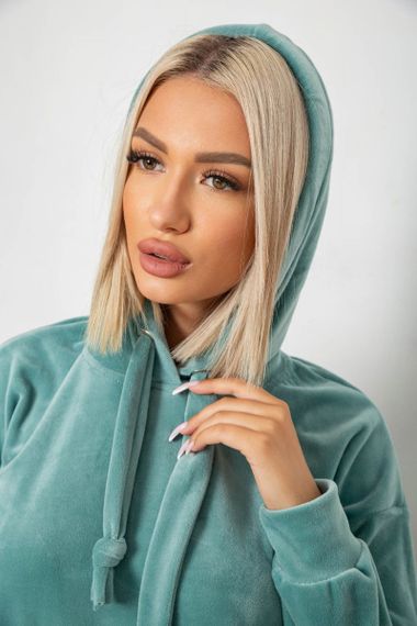 Спортивный костюм женский велюровый, цвет мятный, 241R1530-5 | Зображення 5