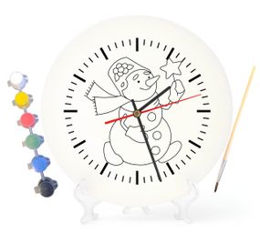 Детский набор для творчества часы раскраска Новогодний Снеговик 30 см (Г0067)