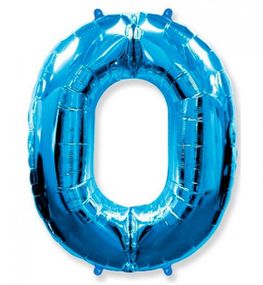 Фольгированная цифра 0 ("32)  синяя, 80 см