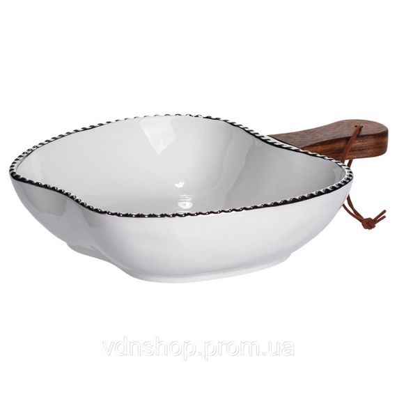 Тарілка порцелянова глибока з ручкою Яблуко 25×20×5 (см) з ручкою Срібло ZJH-14-4 | Зображення 1